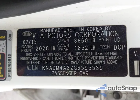 2016 Kia Rio Lx z USA, uszkodzony, nr VIN KNADM4A32G6595539